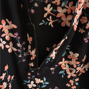 Floral Black Dress with Zipper